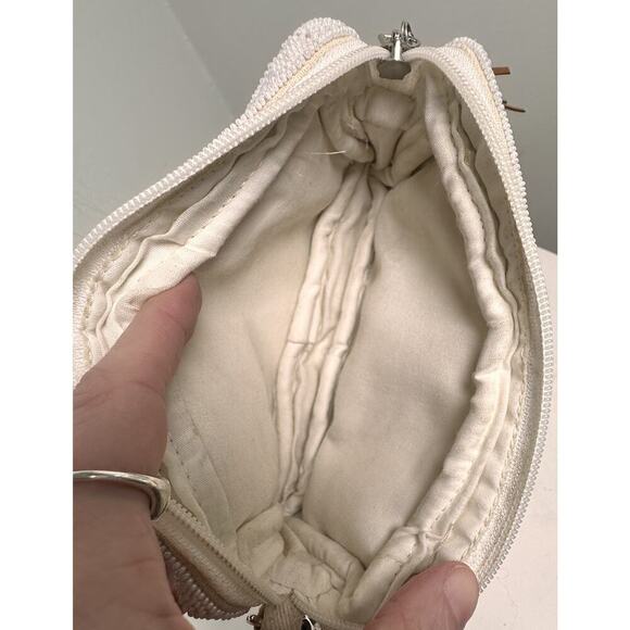 Beaded White Gold Star Crossbody Handbag Purse Rockstar Removeable Strap Bridal - Picture 12 of 16